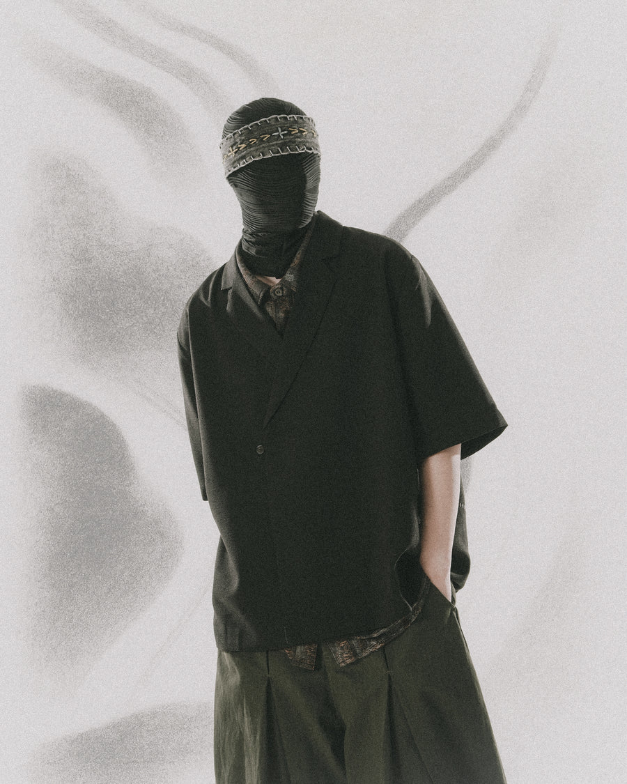 Wrap Collar Shirt ᛝ Black