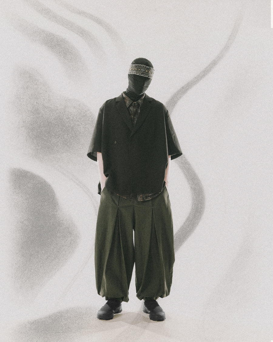 Pleat Loose Pants ᛝ Deep Green