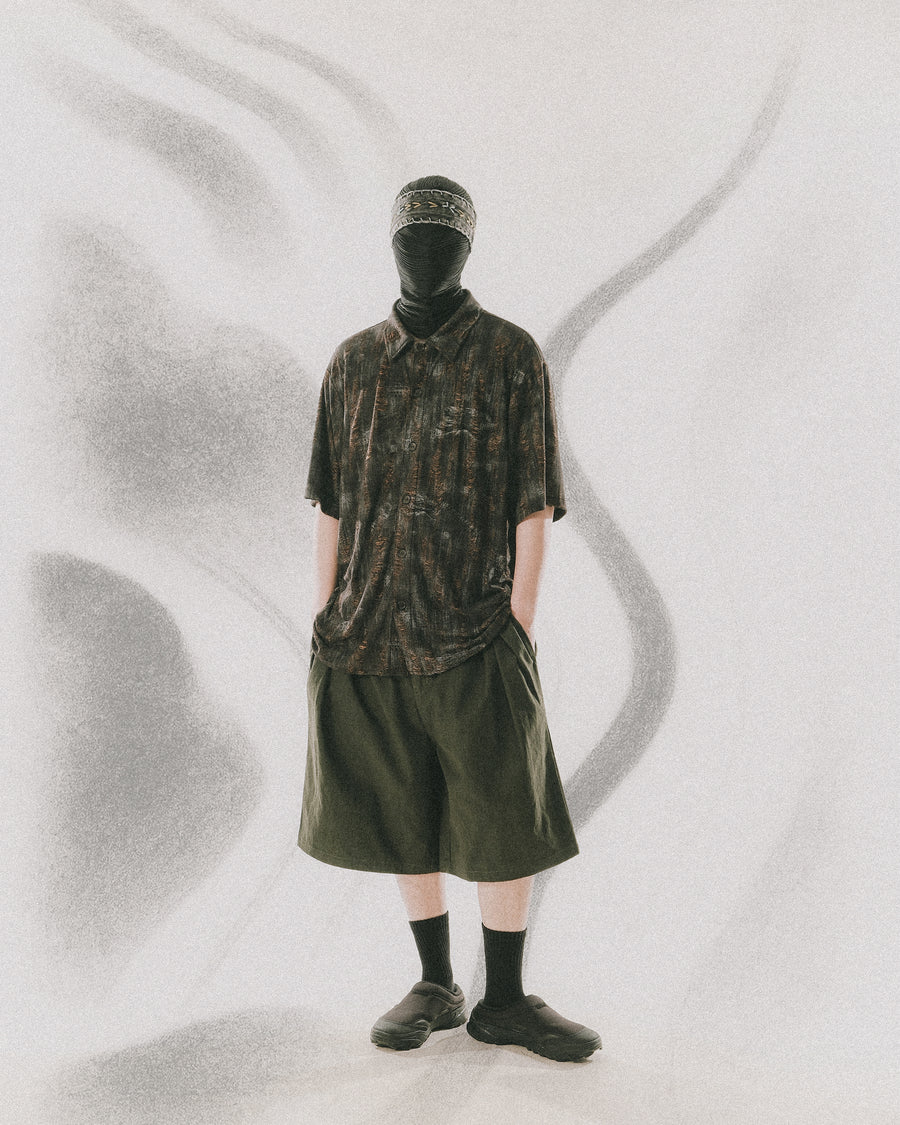 Double-Pleated Shorts ᛝ Deep Green