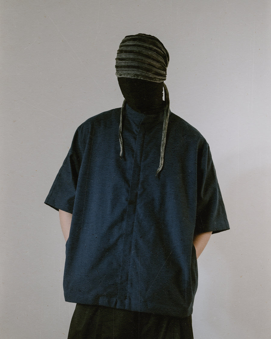 Stand Collar Shirt ᛝ Navy