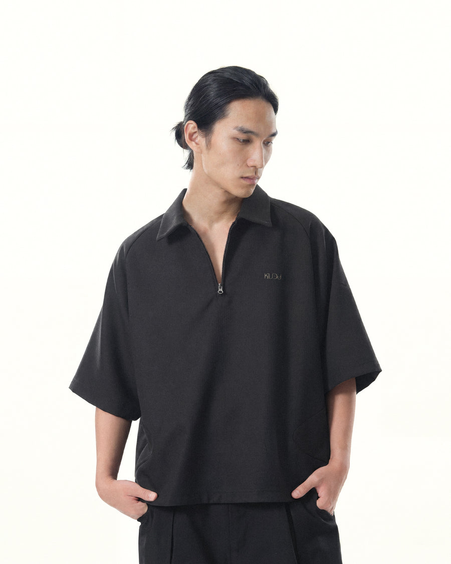 Contour Zip Polo ᛝ Black